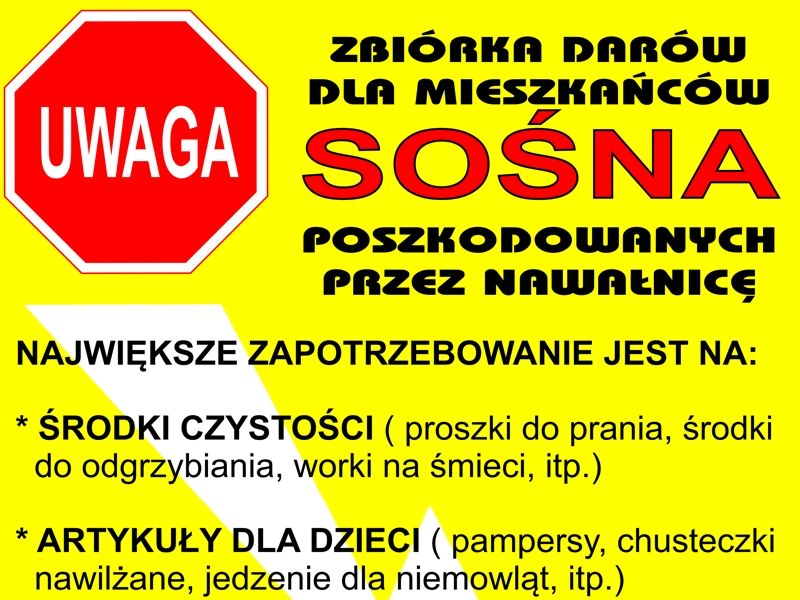 Zbiórka darów dla mieszkańców Sośna