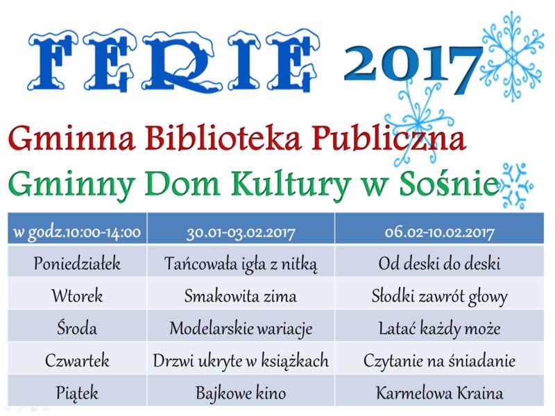 Ferie zimowe w Sośnie