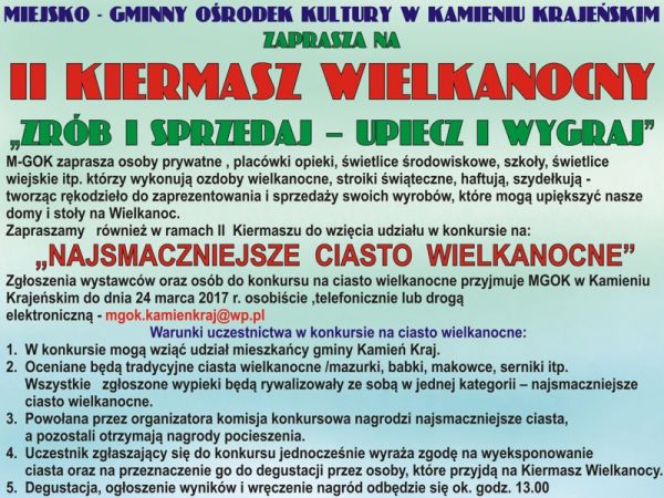 II Kiermasz Wielkanocny "Zrób i sprzedaj - upiecz i wygraj"